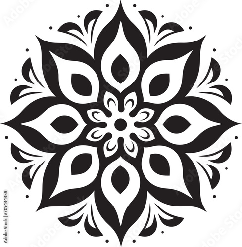 Zenith of Zen Vector Mandala Icon with Elegant Black Pattern Wholeness Whisper Black Emblem Showcasing Mandala Design in Vector