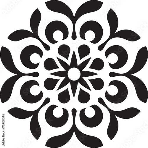 Spiritual Symmetry Elegant Vector Logo with Mandala Pattern Whirlwind of Wholeness Black Emblem Showcasing Mandala Design in Vector