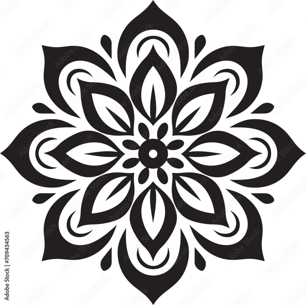 Infinite Serenity Monochrome Emblem Depicting Mandala Design in Vector Spiritual Spirals Elegant Black Icon with Mandala in Vector