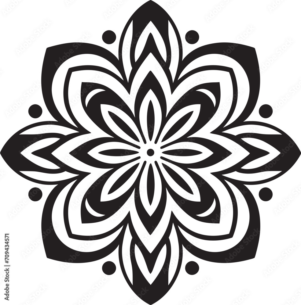 Fototapeta premium Zen Blossom Elegant Black Logo with Mandala Icon in Vector Divine Mandala Mandala Pattern Design in Sleek Black Emblem