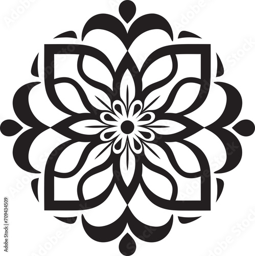 Mandala Majesty Black Logo Unveiling Intricate Vector Pattern Spiritual Symmetry Sleek Mandala Design in Monochrome Black Vector