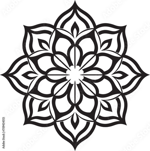 Spiritual Symmetry Sleek Mandala Design in Monochrome Black Vector Whirlwind of Wholeness Mandala Icon with Elegant Black Vector Pattern