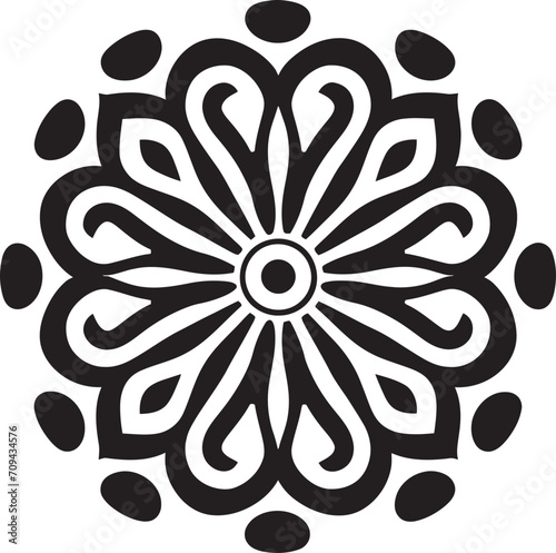 Zenith of Zen Vector Mandala Logo Depicting Elegant Black Pattern Wholeness Whisper Monochrome Mandala Emblem Featuring Vector Design