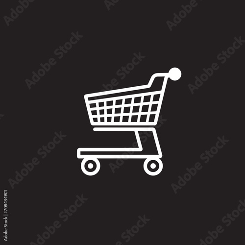 Retail Rhapsody Monochromatic Vector Logo with Black Shopping Trolley Elegant Cartography Elegant Vector Logo with Shopping Trolley Icon in Black