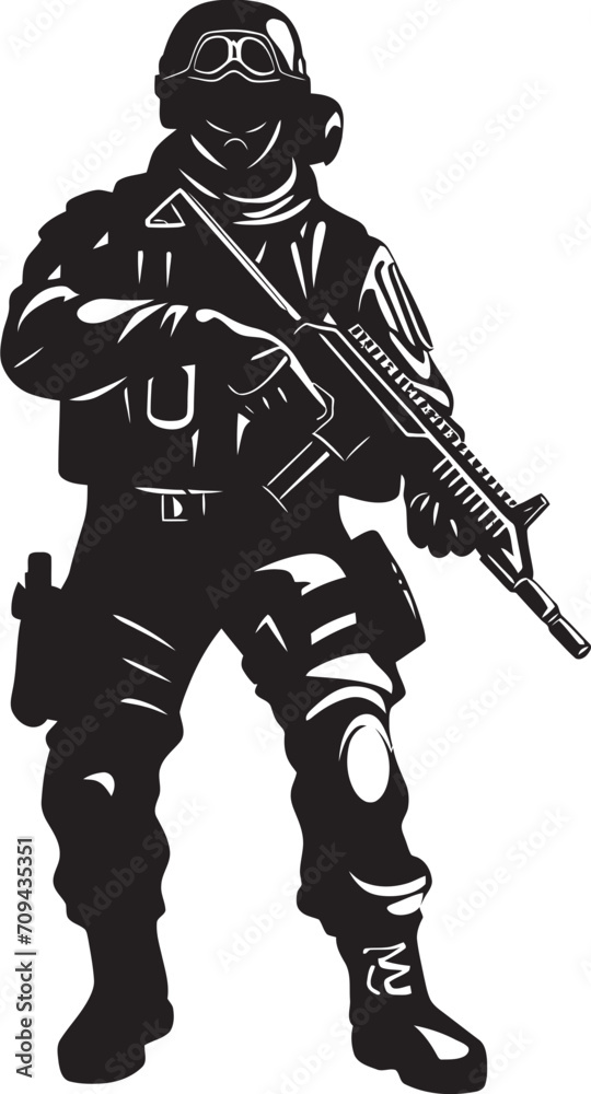 Obraz premium Shadow Guardians Black Emblem Depicting SWAT Police Design in Vector Silent Protectors Sleek SWAT Police Insignia in Black Vector Logo