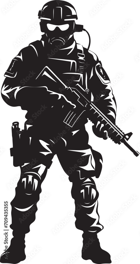 Fototapeta premium Dynamic Defense Vector SWAT Police Insignia Unveiling Black Logo Design Stealth Guardians Sleek Black Logo Depicting SWAT Police Authority in Vector