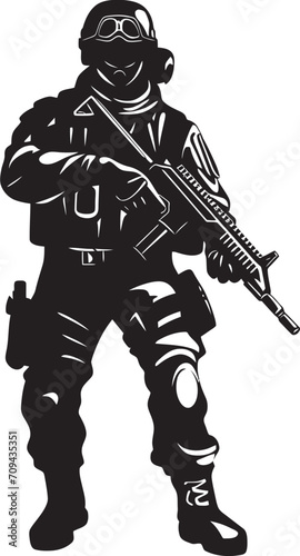 Shadow Guardians Black Emblem Depicting SWAT Police Design in Vector Silent Protectors Sleek SWAT Police Insignia in Black Vector Logo