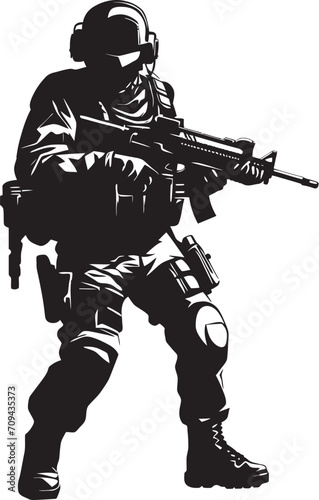 Special Ops Sovereignty Monochrome SWAT Police Emblem in Sleek Vector Strikeforce Sentinel Elegant Vector Emblem Featuring Black SWAT Police Design photo