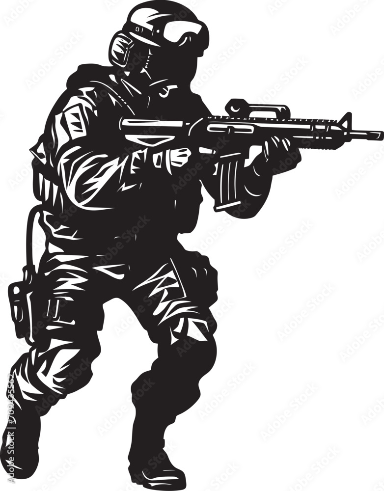 Dynamic Defense Sleek Vector Logo for SWAT Police Operations in Black Silent Protectors Black Emblem Depicting SWAT Police Design in Vector