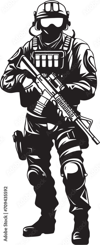 Tactical Triumph Elegant SWAT Police Insignia in Black Vector Emblem Stealth Guardians Vector Logo Showcasing SWAT Police Design in Black