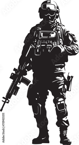 Tactical Triumph Monochrome Vector Logo for SWAT Police Operations Dynamic Defense Vector SWAT Police Insignia Unveiling Black Logo Design