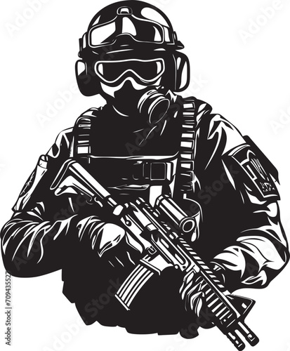 Special Ops Sovereignty Monochrome SWAT Police Emblem in Sleek Vector Strikeforce Sentinel Elegant Vector Emblem Featuring Black SWAT Police Design photo