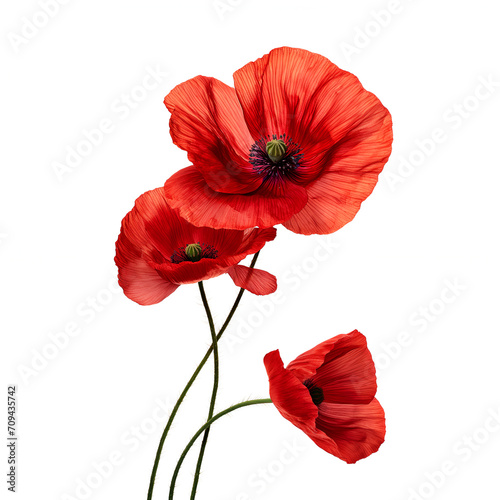 red poppy isolated on white background