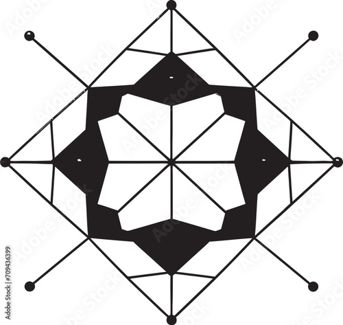 Geometric Zenith Sleek Vector Logo with Abstract Black Dynamic Shapes Ethereal Equilibrium Monochromatic Emblem Depicting Abstract Geometric Design in Vector