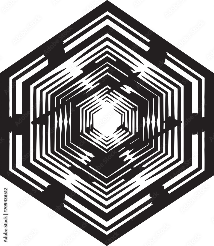 Shape Fusion Vector Logo Design with Abstract Black Geometric Forms Quantum Contours Sleek Emblem Showcasing Abstract Geometric Shape in Vector