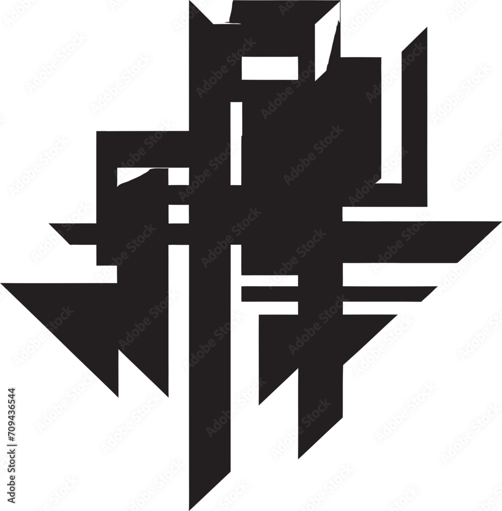 Fototapeta premium Dynamic Symmetry Black Emblem Showcasing Abstract Geometric Design in Vector Shape Fusion Vector Logo Design with Elegant Black Abstract Geometric Forms