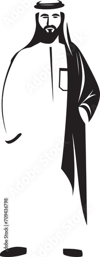 Majestic Elegance Black Vector Logo with Elegant Arabic Man Design Regal Profile Monochromatic Emblem with Vector Logo of an Arabic Man