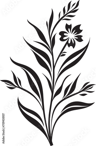 Botanical Beauty Monochrome Emblem  Elegant Floral Design Whispers of Nature Black Icon  Vector Logo of Botanical Blooms