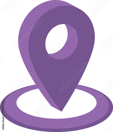 location icon, purple toned 3d vector, location button