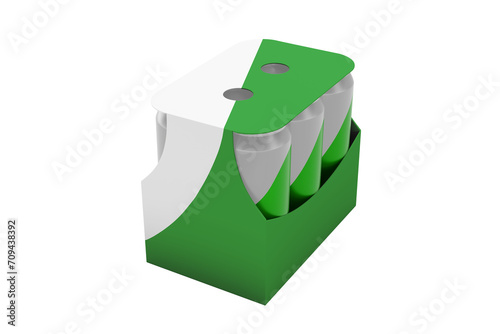 Beer can and 6Pack 3d render mockup for Product design, International day of coffee. Png file.