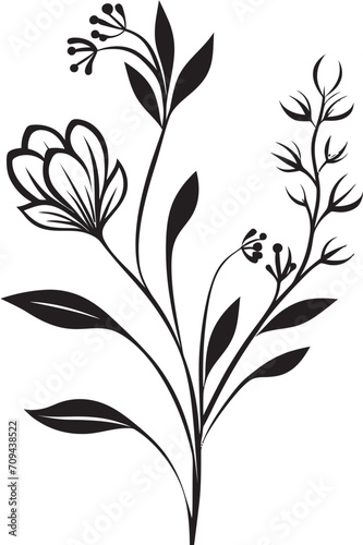Whispers of Nature Sleek Icon with Vector Logo of Botanical Florals Enchanted Blooms Black Vector Logo Design with Botanical Charms