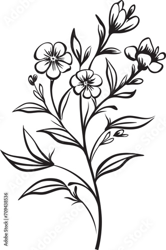 Sculpted Petals Elegant Black Icon Illustrating Botanical Design Whispers of Nature Vector Logo Design with Black Botanical Florals