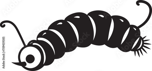 Silken Symphony Elegant Black Icon Showcasing Caterpillar Transformation Creeping Chic Monochrome Vector Logo for Stylish Caterpillar Icon