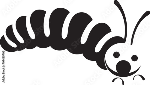 Silk Trail Elegance Sleek Black Icon Illustrating Caterpillar Evolution Natures Progression Elegant Monochrome Emblem for Caterpillar Icon