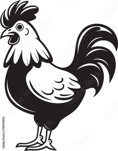 Clucking Classics Monochrome Emblem Illustrating Chicken Harmony Plucky Palette Sleek Black Vector Logo Design for Chicken Icon