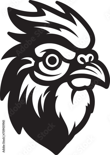 Feathered Fables Chic Vector Logo Showcasing Chicken Sophistication Rooster Reverie Elegant Monochrome Emblem for Poultry Lovers