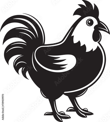 Rooster Reverie Elegant Monochrome Emblem for Poultry Lovers Farmyard Fashion Sleek Black Icon Featuring Chicken Vector Logo
