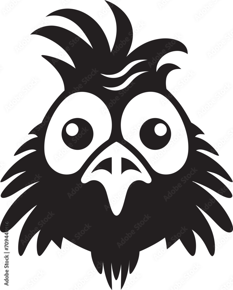 Hen House Hues Chic Monochrome Chicken Emblem in Black Wings of Whimsy Elegant Black Icon with Vector Chicken Design