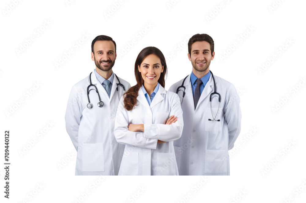 A group of male doctors standing and smiling looking at the camera transparent background A group of male doctors standing and smiling looking at the camera transparent background