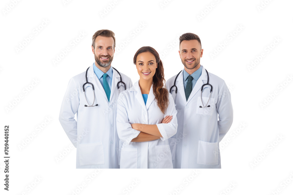 A group of male doctors standing and smiling looking at the camera transparent background A group of male doctors standing and smiling looking at the camera transparent background