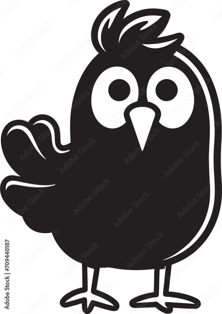 Naklejka premium Plucky Pizazz Sleek Black Vector Logo for Poultry Icon Hen House Hues Chic Monochrome Chicken Emblem in Black