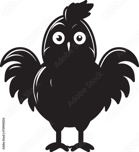 Feathered Fables Chic Vector Logo Showcasing Chicken Sophistication Rooster Reverie Elegant Monochrome Emblem for Poultry Lovers
