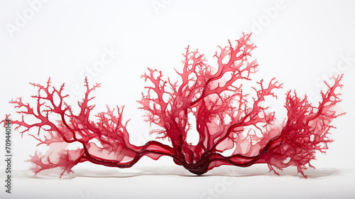 pressed beautiful red rhodophyta seaweed on white background photo