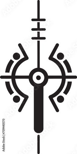 Binary Blossom Sleek Black Abstract Symbol Illustrating Cybernetic Harmony Robo Rapture Elegant Cybernetic Emblem in Monochromatic Design