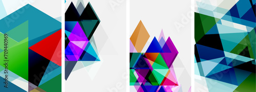 Colorful bright triangles with various colors and transparencies. Vector illustration For Wallpaper, Banner, Background, Card, Book Illustration, landing page