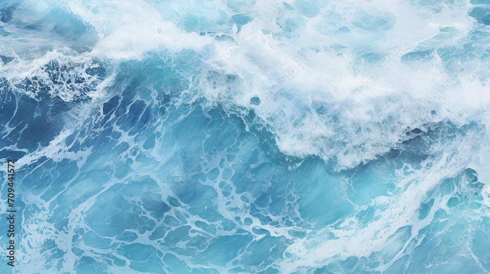 Fototapeta premium blue sea texture with waves and foam