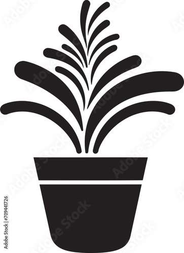 Potted Panache Monochrome Emblem Highlighting Decorative Plant Pot Elegant Essence Chic Vector Plant Pot Logo in Black