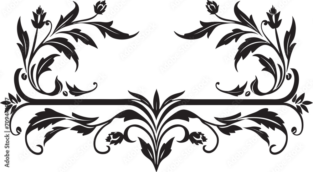 Obraz premium Royal Renaissance Elegant Black Logo with Vintage European Border Classic Craftsmanship Stylish Vintage European Border Icon in Monochrome
