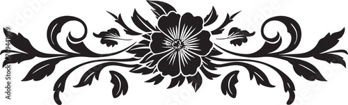 Baroque Brilliance Black Logo with Vintage European Border Design Retro Royalty Elegant Emblem with Monochrome European Border
