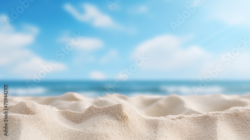 close up sand with blurred sea sky background summer
