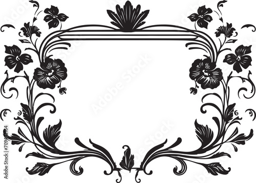 Regal Revival Sleek Logo Design Highlighting Vintage European Border Old World Ornament Monochrome European Border Icon in Elegant Black