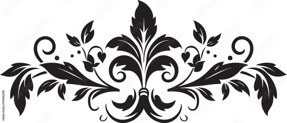 Baroque Brilliance Black Logo with Vintage European Border Design Retro Royalty Elegant Emblem with Monochrome European Border