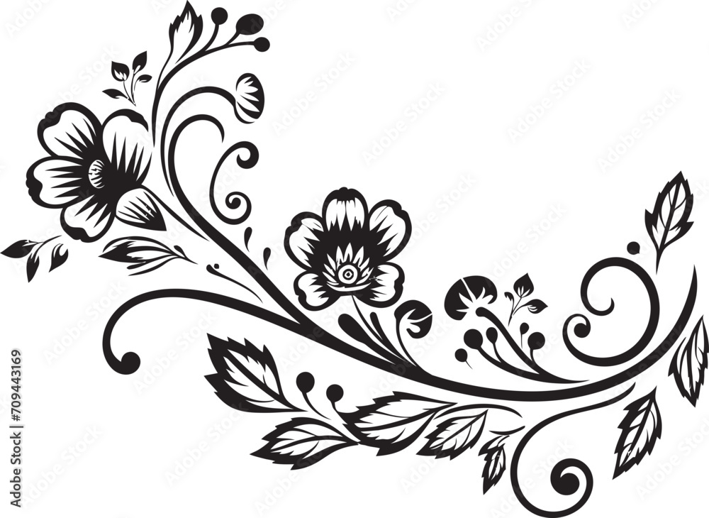 Fototapeta premium Elegance Embellished Monochrome Decorative Element in Stylish Black Sculpted Spirals Elegant Doodle Decorative Icon with Monochrome Touch