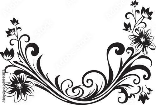 Artistic Adornments Sleek Black Logo Highlighting Decorative Elements Sculpted Spirals Elegant Decorative Doodle Icon in Monochrome