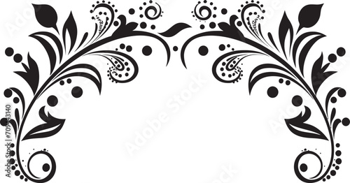 Sophisticated Swirls Black Emblem with Monochrome Doodle Decorations Ornate Outlines Sleek Logo Design Highlighting Doodle Decorative Element