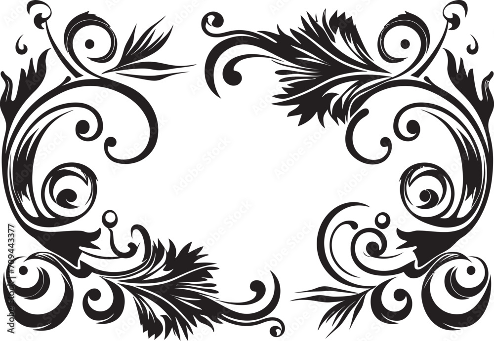 Fototapeta premium Fanciful Flourishes Sleek Emblem Highlighting Decorative Doodles Elegance Embellished Black Doodle Decorative Logo in Monochrome